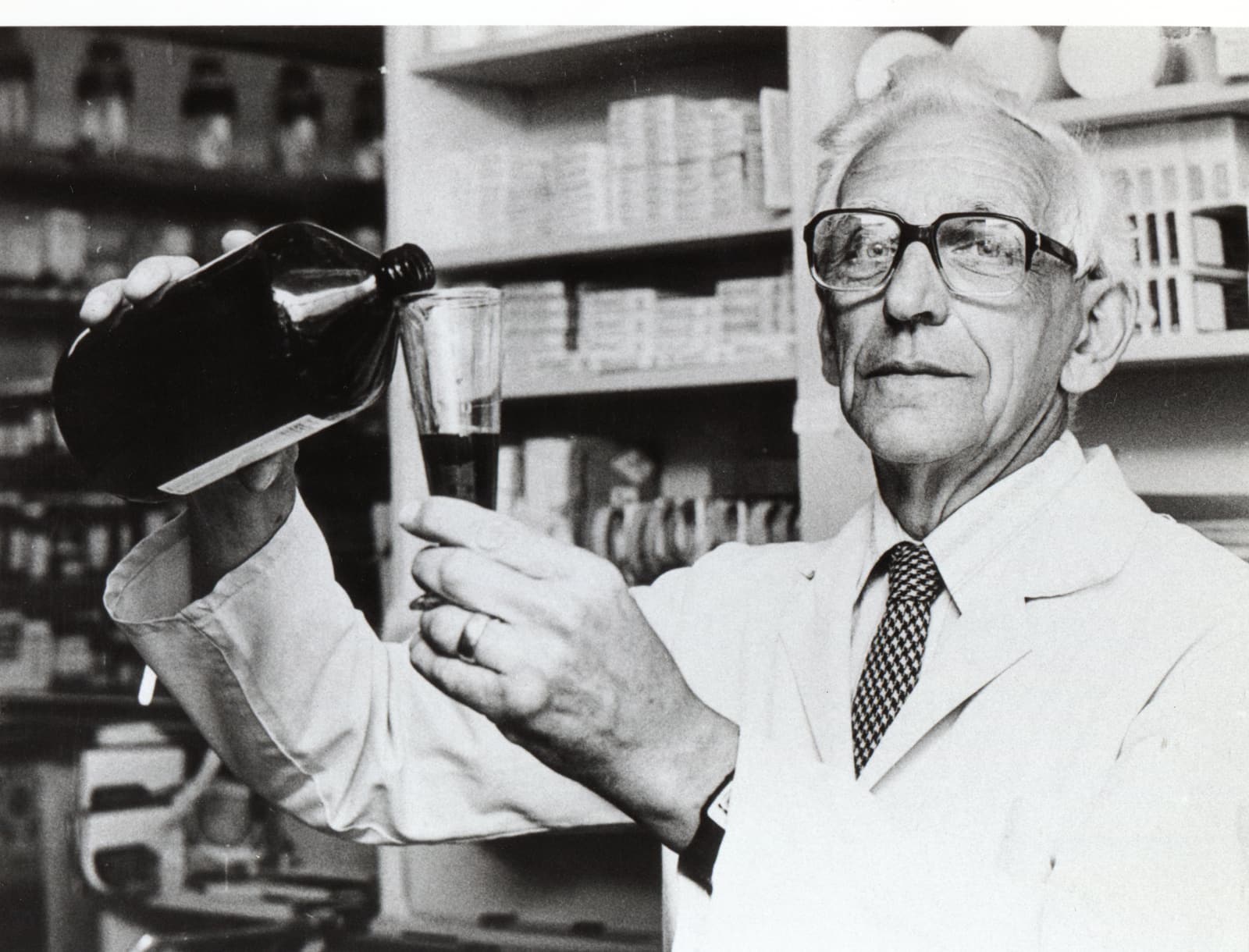 Harry Eason, founding pharmacist, photographed in the 1980s